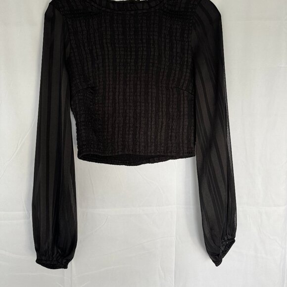 Silky going out crop top long silk striped sleeves chic great condition - L - Picture 2 of 5